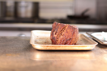 cooked steak resting