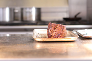cooked steak resting
