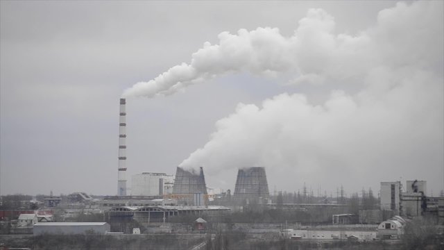  thermal power plant in cloudy day