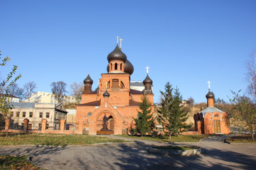 Fototapeta na wymiar Church with black cupolas in Kazan