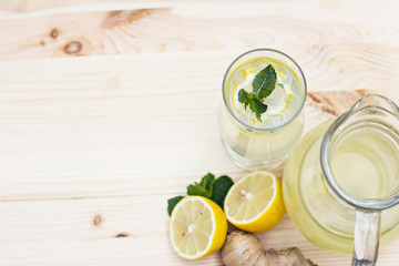 Lemonade with lemon and ginger