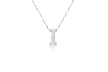 Pretty Initial "I" Necklace with Sparkly Diamonds