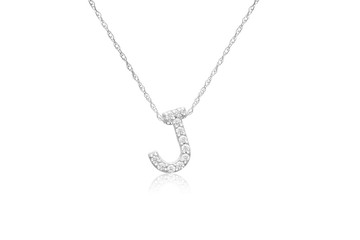 Pretty Initial "J" Necklace with Sparkly Diamonds