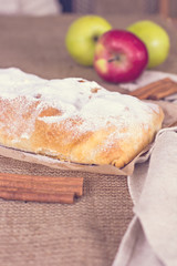 Apple strudel or apple pie  with dates and cinnamon