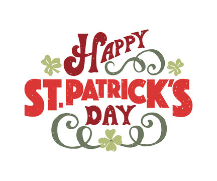Hand sketched text 'Happy Saint Patrick's Day' on textured backg