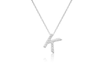Pretty Initial "K" Necklace with Sparkly Diamonds 