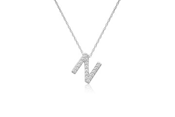 Pretty Initial "N" Necklace with Sparkly Diamonds 