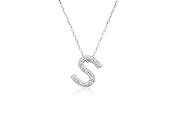 Pretty Initial "S" Necklace with Sparkly Diamonds 