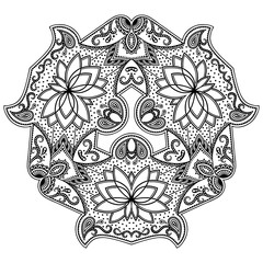 Vector henna tatoo mandala. Mehndi style.

