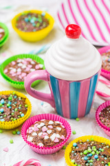 Muffins colorful hearts sweet cakes love