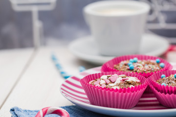 Muffins Happy Valentine Day Colorful cakes sweet hearts