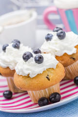 Sweet delicious muffins cream cranberries