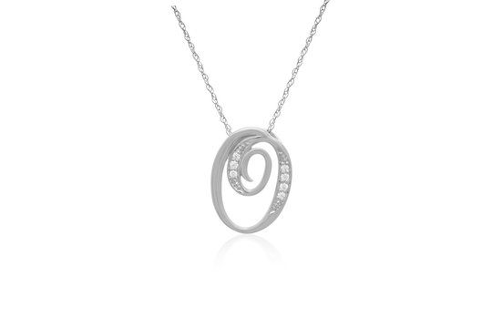 Decorative Initial "O" Necklace with Flawless Diamonds in Silver 