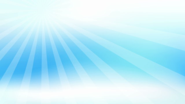 Abstract sunburst on gradient blue sky background loop animation. Top left glowing radial sunburst effect