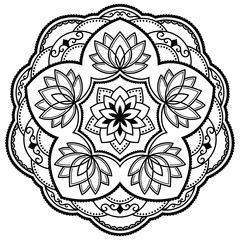 Vector henna tatoo mandala. Mehndi style.

