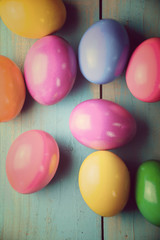 Grußkarte - bunte Ostereier - Pastell