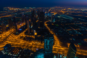 Obraz premium Dubai downtown night scene with city lights