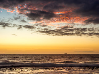 Fototapeta na wymiar Sunset on a ship on the Atlantic Ocean in Cape Town - 1