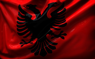 Beautiful flag of the Albania waving in the wind
