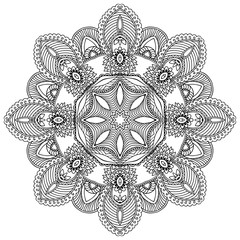 Vector henna tatoo mandala. Mehndi style.

