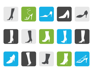 Flat shoe and boot icons - vector icon set