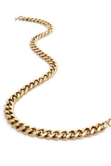 Yellow Gold Chain Necklace Isolated on a White Background