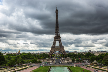 Panoramic view toward The Eiffel Tower in Paris, France