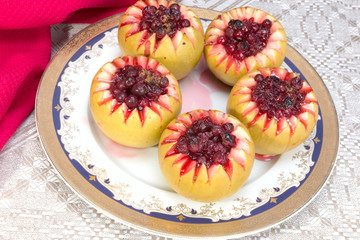 Baked apples with cranberry sauce