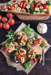 Bruschettas served on the table