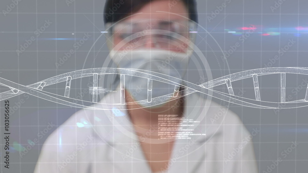 Aufkleber Animation of scientist using a tech interface