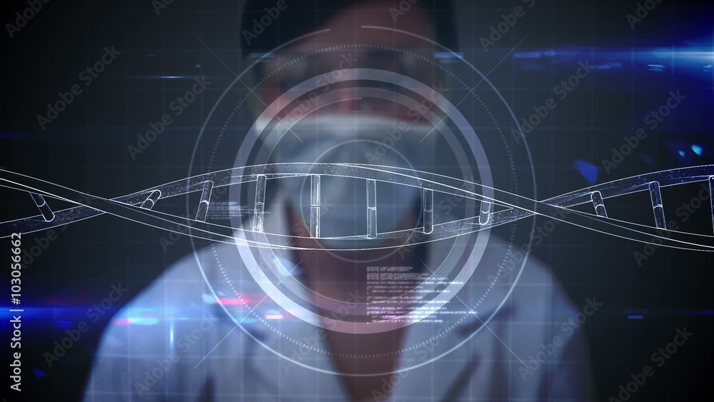 Aufkleber Animation of scientist using a tech interface