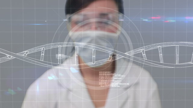 Animation of scientist using a tech interface