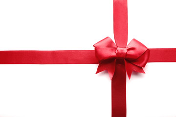 Two ribbons and bow, isolated on white