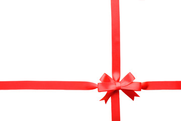 Two ribbons and bow, isolated on white