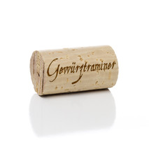 Gewürztraminer Wine Cork Isolated On A White Background.
