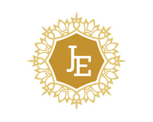 JE initial royal letter logo