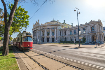 Obraz premium Tram and Burgtheater , Vienna , Austria