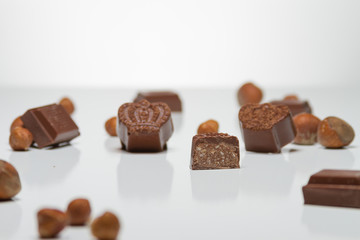 chocolate candies with hazelnut inside