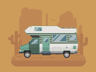 Camper Trailer on desert National Park Area