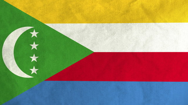 Comorian flag waving in the wind (full frame footage in 4K UHD resolution).