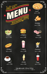 Restaurant Fast Foods menu on chalkboard vector format eps10 - 103063803
