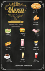 Restaurant Fast Foods menu on chalkboard vector format eps10 - 103063885