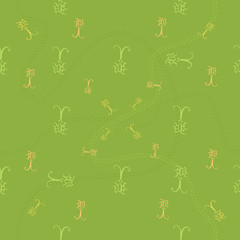 Seamless pattern with bugs and traces