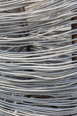 A coil of steel wire close up