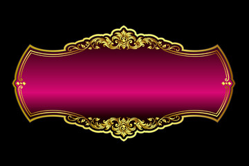 Vector vintage border frame logo engraving with retro ornament pattern in antique rococo style decorative design
