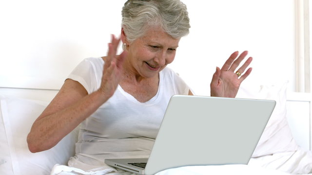 Senior woman doing a video chat