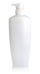 Plastic bottle cream without label isolated on white background.