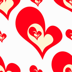 Valentine's Day Seamless pattern of red hearts Vector