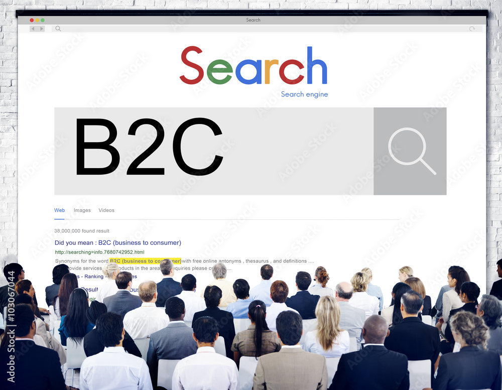 Poster b2c business to consumer customer solution concept