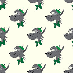 ??????Wolf abstract vector seamless pattern on a light background